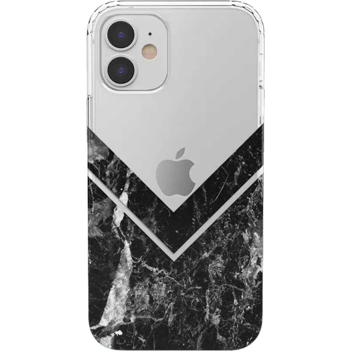 Sleek and Simple | Black Marble V Clear Case