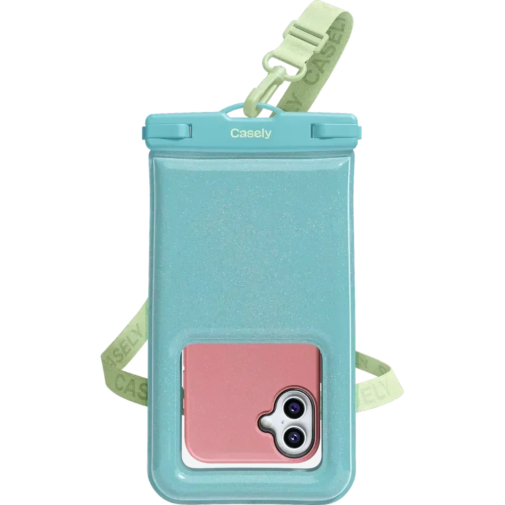 AquaBuddy | Aquamarine Ocean Blue Shimmer Waterproof Phone Pouch